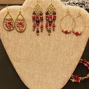3 pair of boho themed earrings